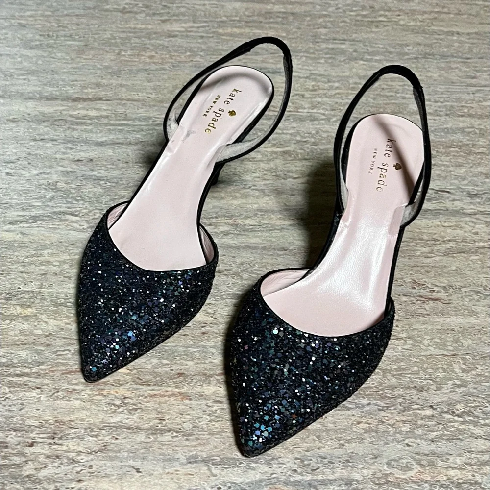 Kate Spade Black Glitter Heels - Picture 4 of 16